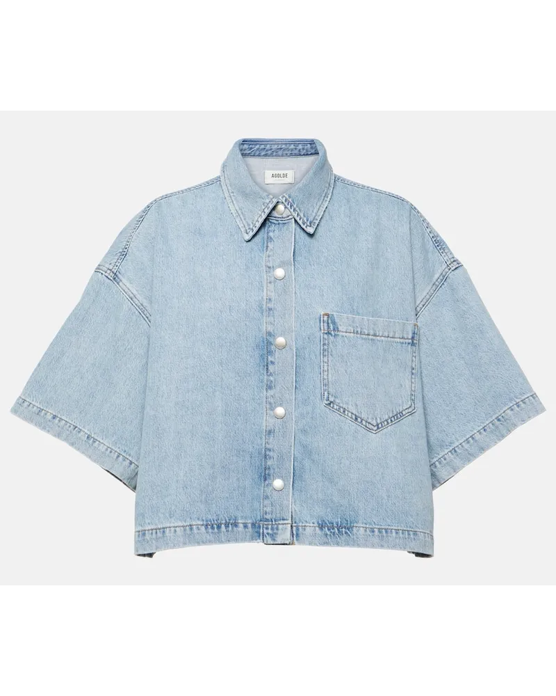 AGOLDE Camicia di jeans cropped Rona Box Blu