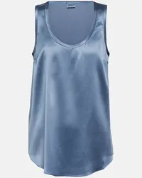 Brunello Cucinelli Top in misto seta Blu