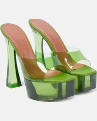 Amina Muaddi Sandali Dalida Glass in PVC con plateau Verde