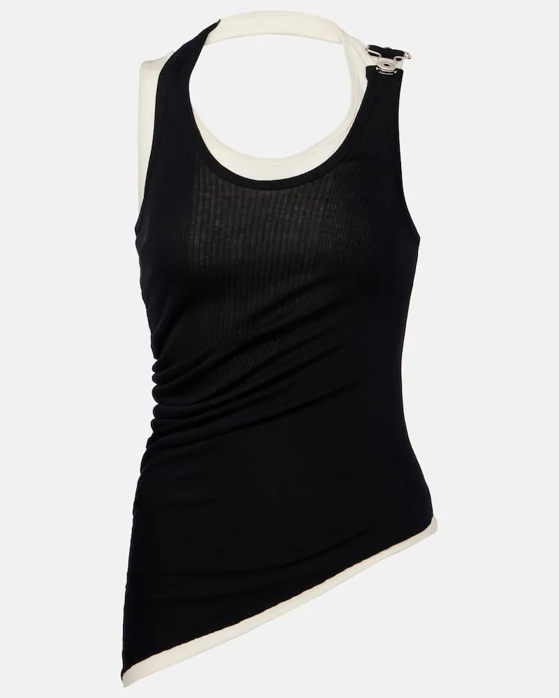 Jean Paul Gaultier Top tank in jersey di cotone Nero