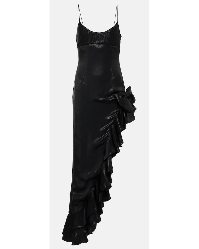 Alessandra Rich Abito midi asimmetrico in misto seta Nero