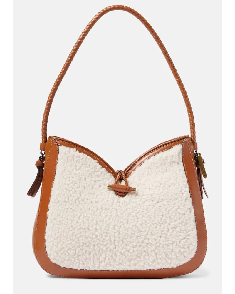 Isabel Marant Borsa a spalla Vigo Medium in shearling e pelle Marrone