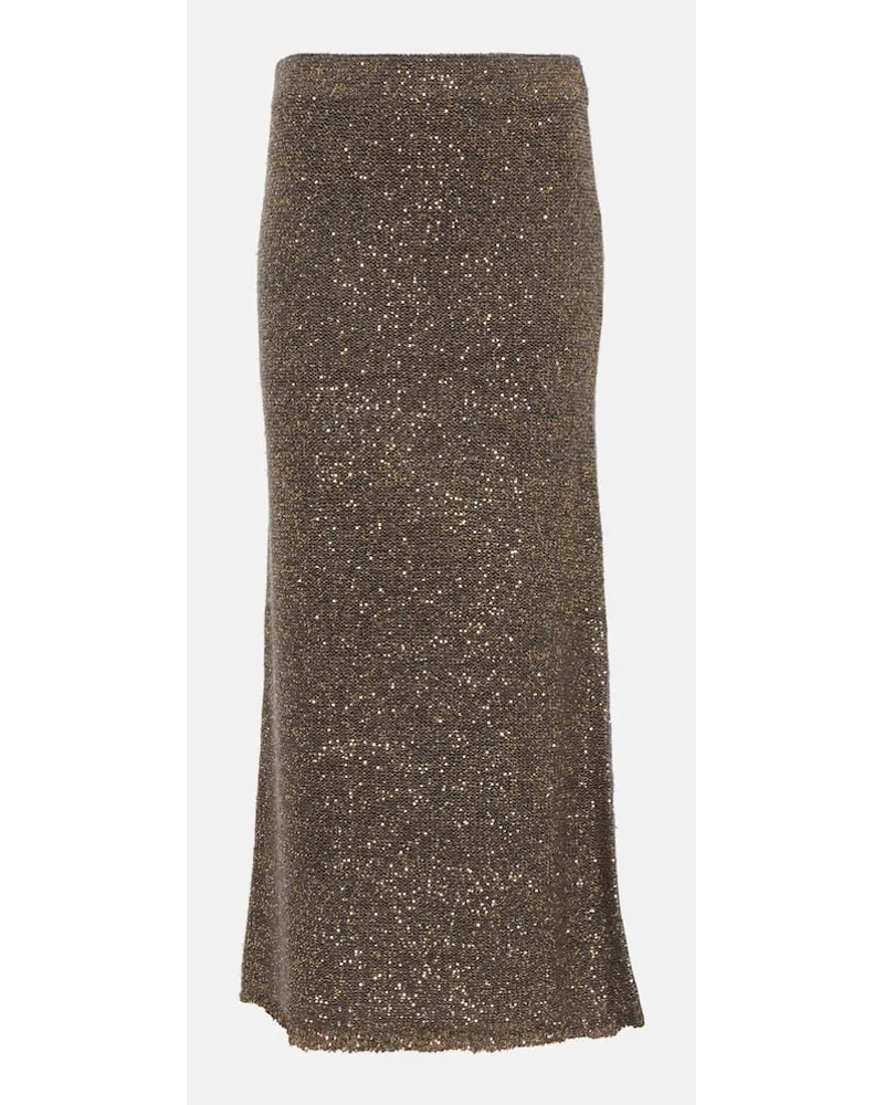 Altuzarra Gonna midi Dione con paillettes Metallizzato