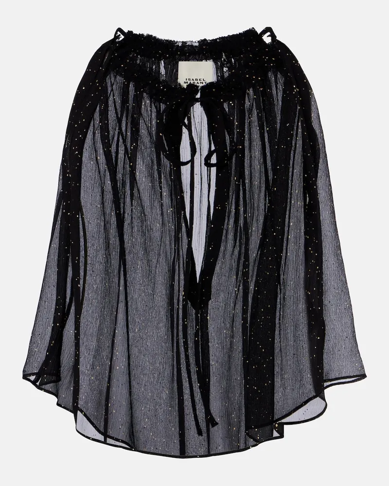 Isabel Marant Top Marilou in georgette di seta Nero