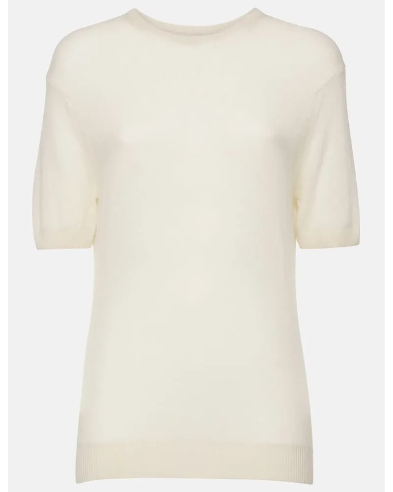 KHAITE Top Pierre in misto cashmere Bianco