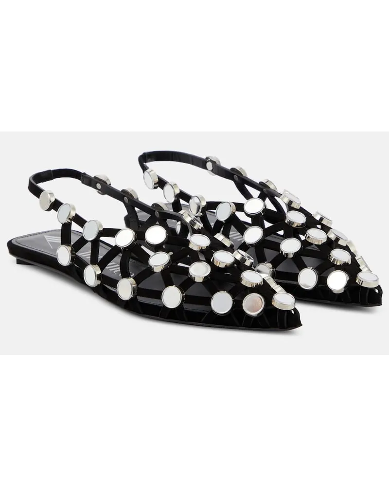 ATTICO Ballerine slingback Grid con cristalli Nero