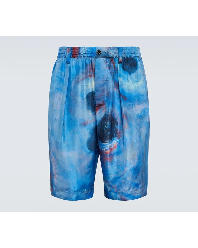 Marni Shorts in seta con stampa Blu