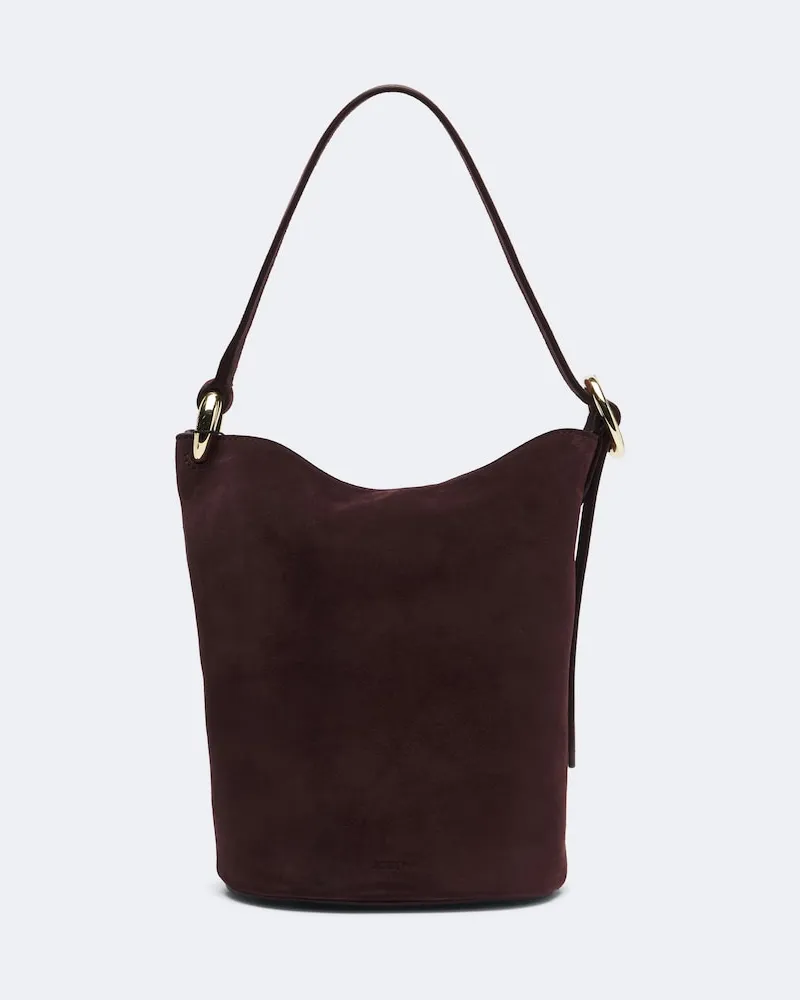 Joseph Borsa a spalla Bucket Mini in suede Borgogna