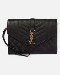 Saint Laurent Clutch Monogram in pelle matelassé Nero