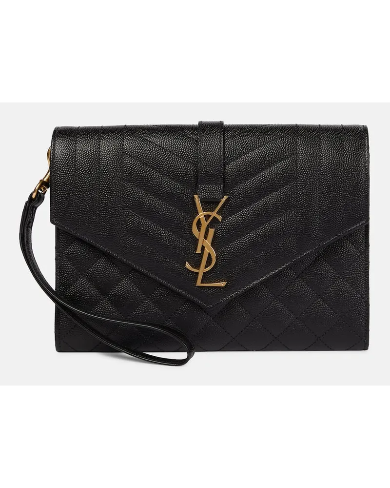 Saint Laurent Clutch Monogram in pelle matelassÃ Nero