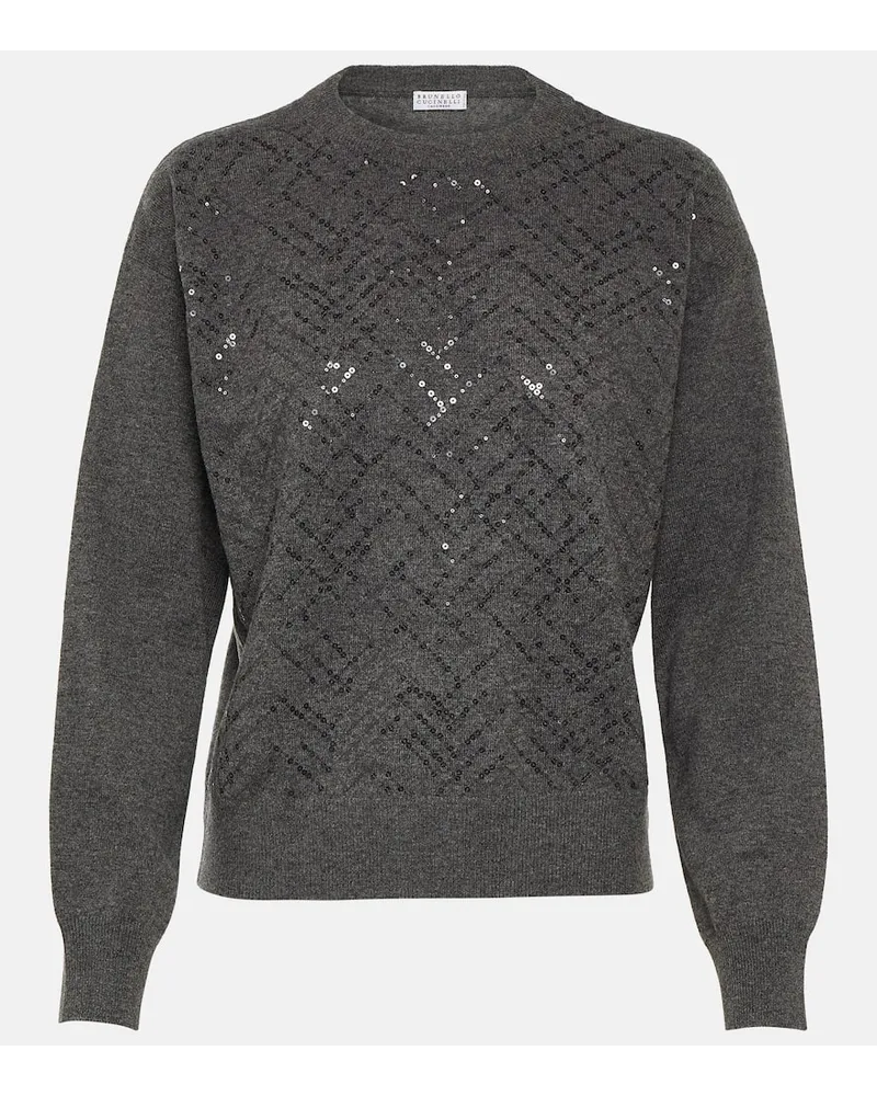 Brunello Cucinelli Pullover in lana, cashmere e seta Nero