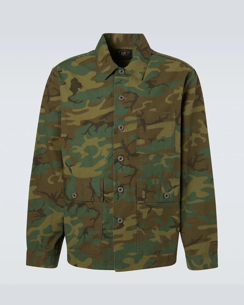 RRL Camicia in cotone camouflage Verde
