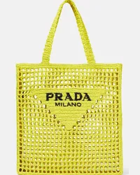 Prada Borsa in rafia con logo Verde