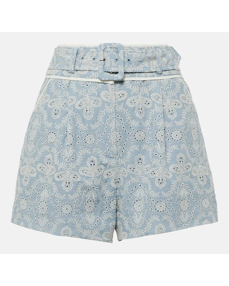 Veronica Beard Shorts Hobbes in cotone a vita alta Blu
