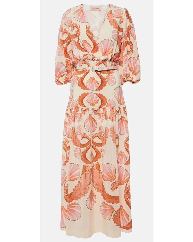 Adriana Degreas Abito lungo Seashell in seta Multicolore