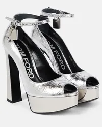 Tom Ford Pumps in pelle stampata con plateau Argento