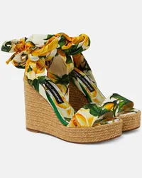 Dolce & Gabbana Sandali espadrillas in raso con zeppa Multicolore