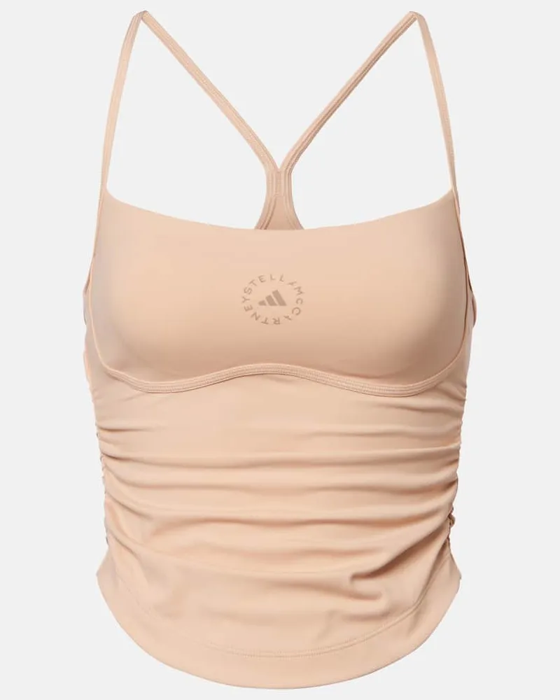 adidas Top con logo e ruches Rosa