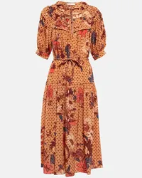 Ulla Johnson Abito midi Adette in crêpe de chine Multicolore