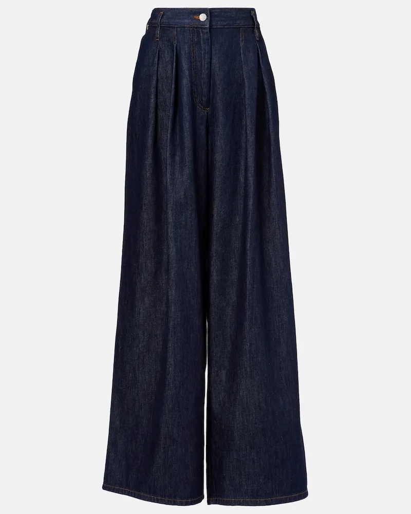 Dries van Noten Jeans a gamba larga e vita alta Blu