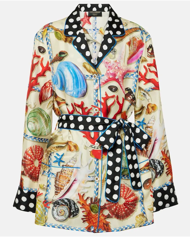 Dolce & Gabbana Camicia Capri in raso di seta con stampa Multicolore