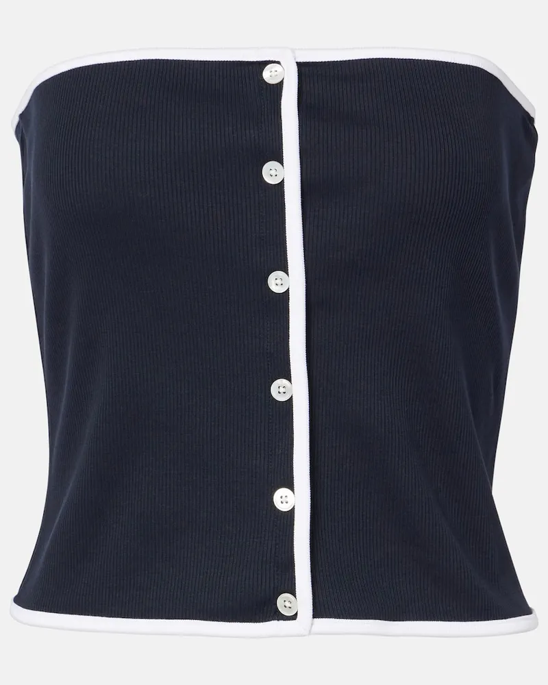 Veronica Beard Top Valley in misto cotone Blu