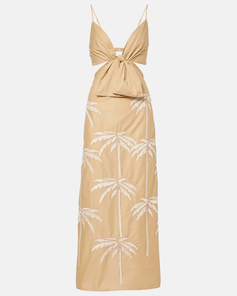 Johanna Ortiz Abito midi Sea Swirl con cut-out Beige