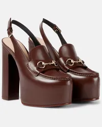 Gucci Pumps mocassino slingback Horsebit in pelle Marrone