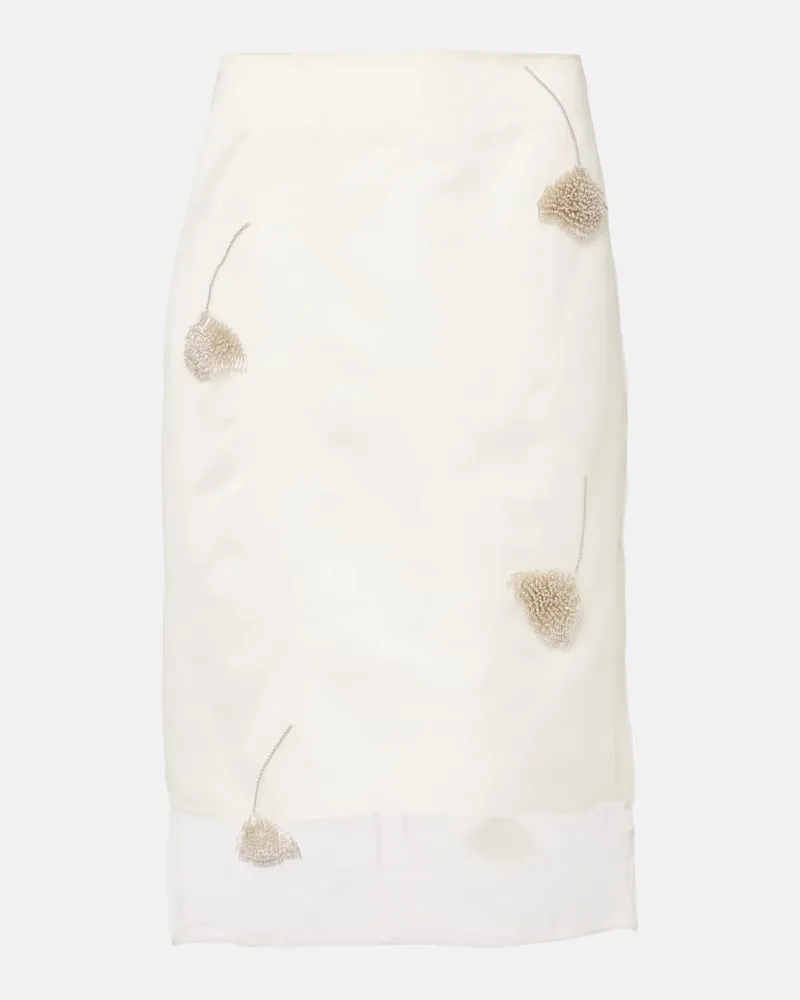 Róhe RÃ³he Gonna a tubino in organza di seta con perline Bianco
