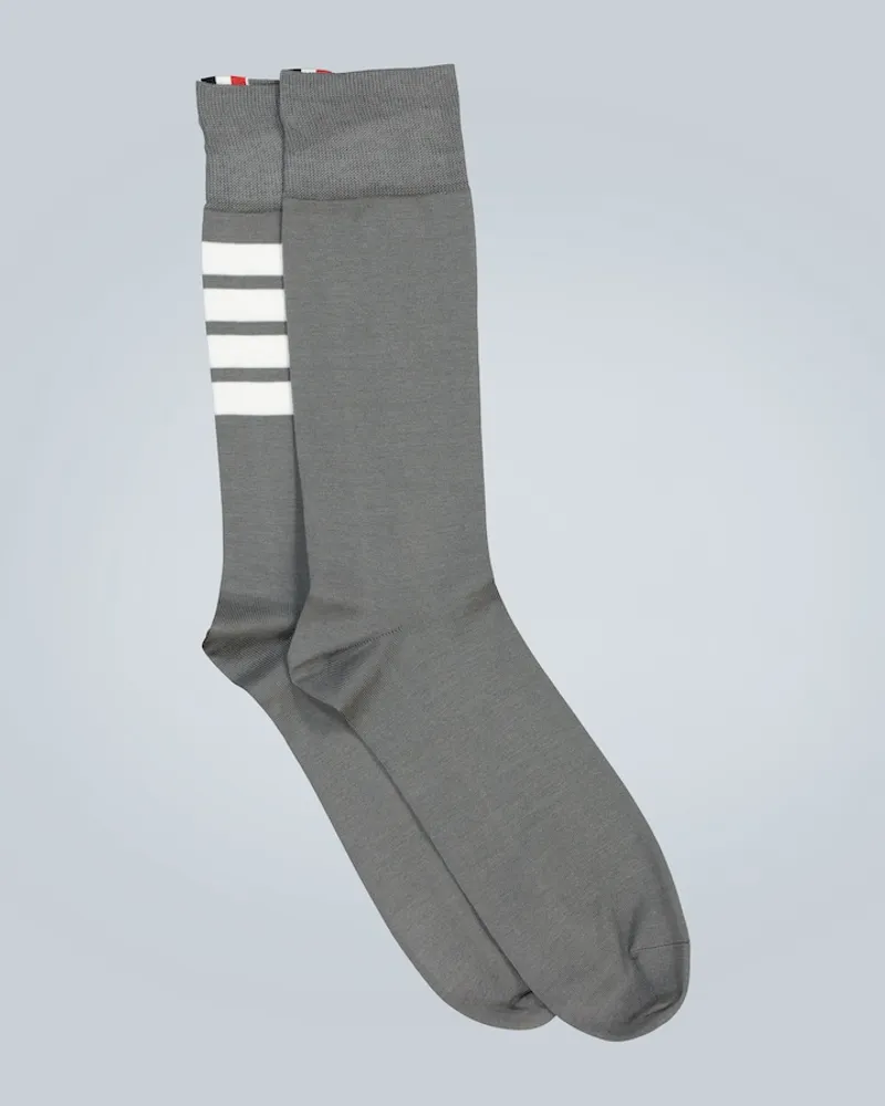 Thom Browne Calze 4-Bar in cotone Grigio