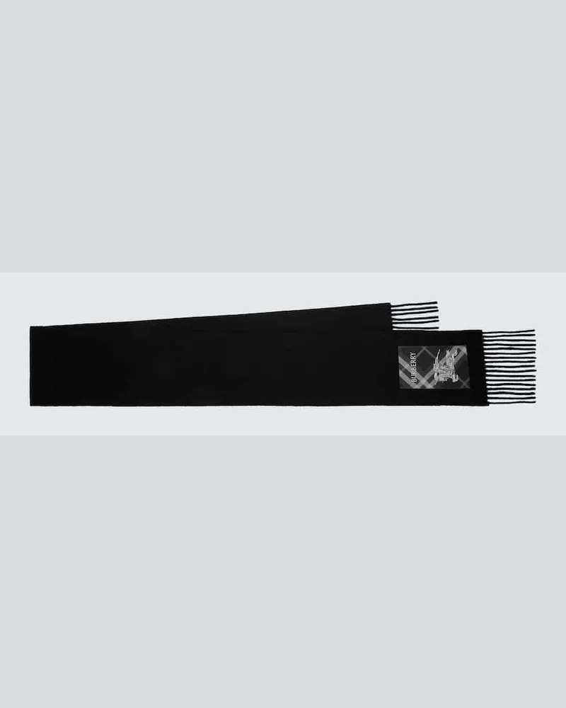 Burberry Sciarpa in cashmere con logo Nero