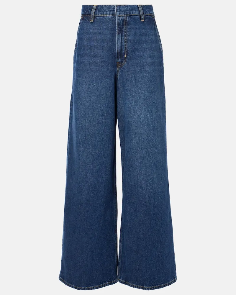 Frame Denim Jeans a gamba larga e vita alta Blu