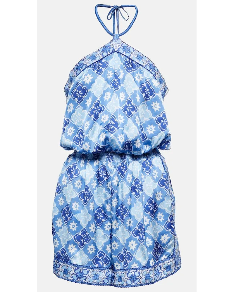 Poupette St Barth Jumpsuit Isabelle con stampa Blu