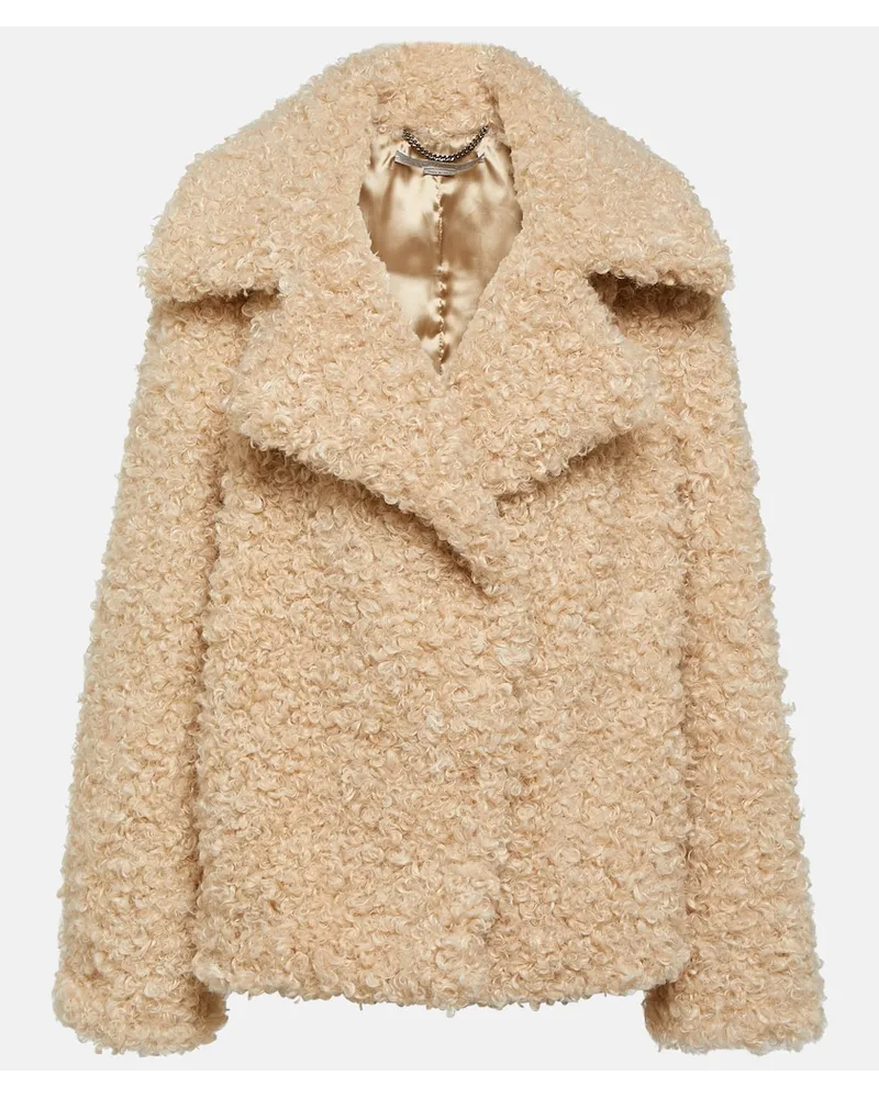 Stella McCartney Cappotto oversize in shearling sintetico Beige
