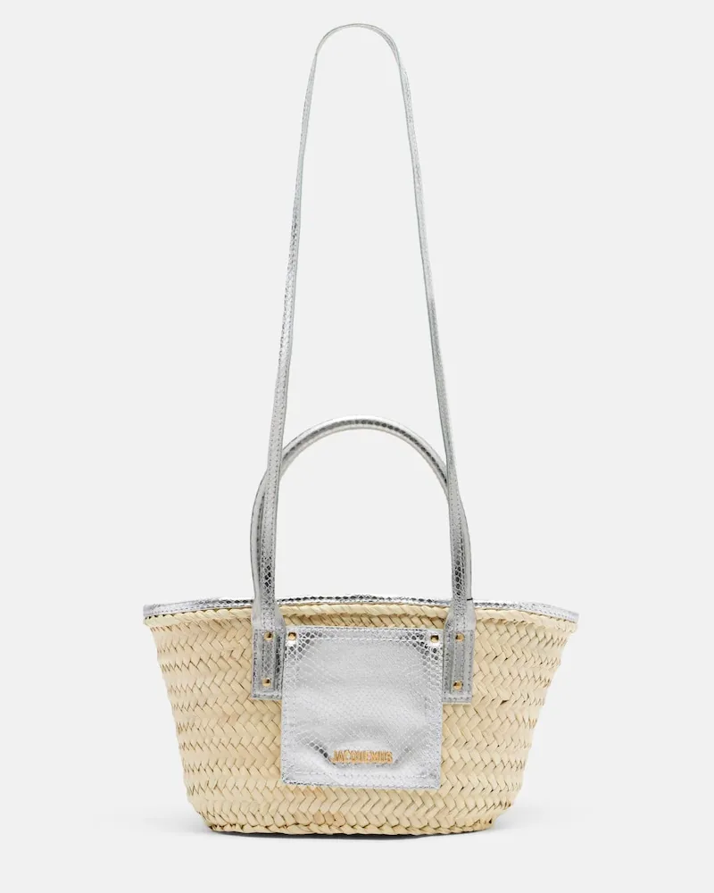 Jacquemus Borsa Soli Small in rafia Argento