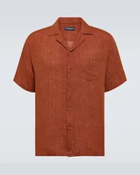 Frescobol Carioca Camicia bowling Angelo in lino Rosso