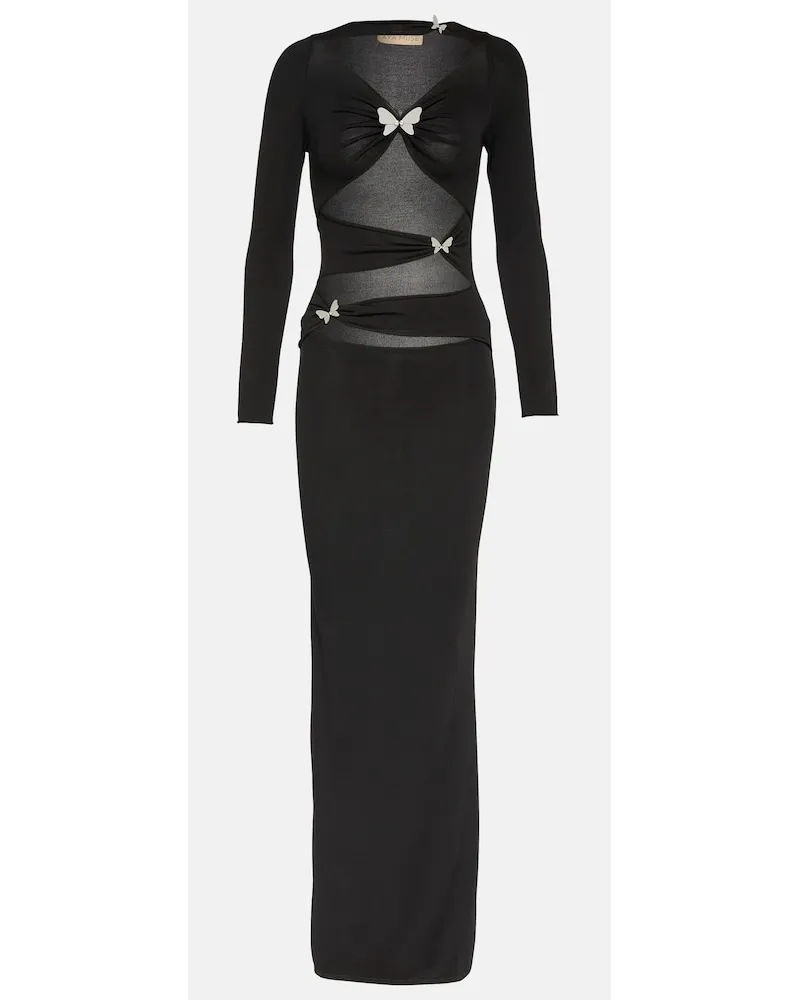 Aya Muse Abito midi Atalo in jersey con cut-out Nero