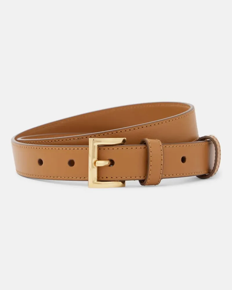 Prada Cintura in pelle con logo Marrone