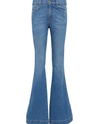 Stella McCartney Jeans flared a vita media con logo Blu