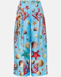 Dolce & Gabbana Pantaloni cropped a gamba larga in seta Multicolore