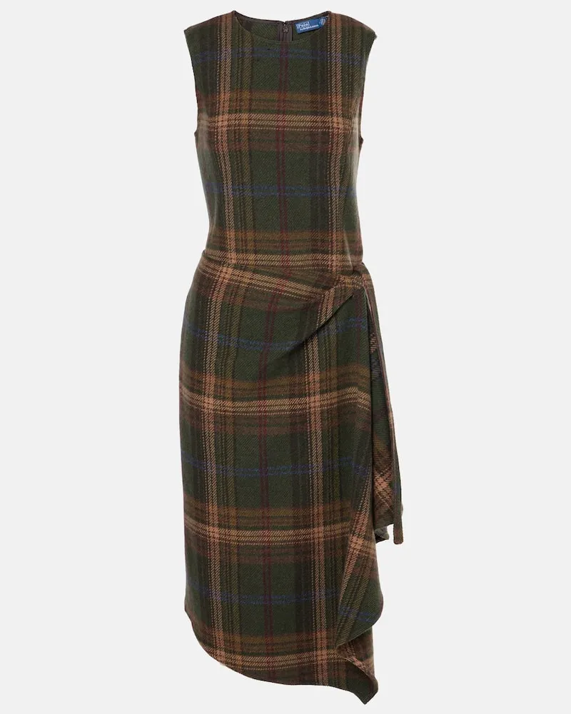 Ralph Lauren Abito midi in misto lana a quadri Verde