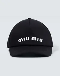 Miu Miu Cappello da baseball in cotone con logo Nero