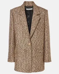 Alessandra Rich Blazer oversize in tweed lamé Marrone