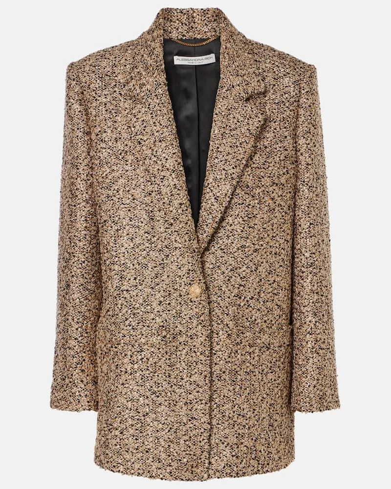 Alessandra Rich Blazer oversize in tweed lamÃ Marrone