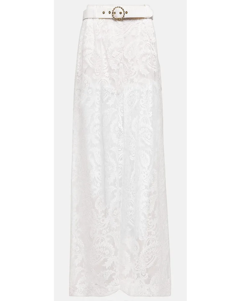 Zimmermann Pantaloni a gamba larga e vita alta Bianco