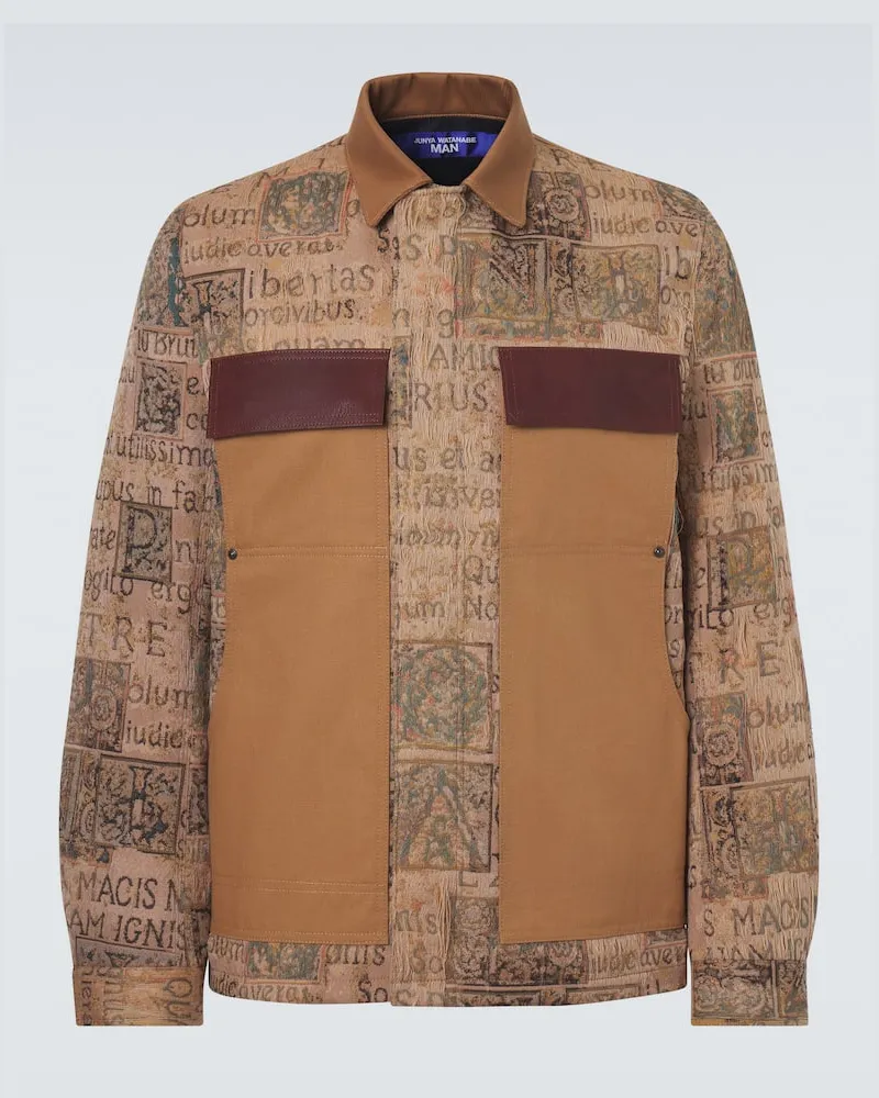 Junya Watanabe Giacca in jacquard con pelle Beige