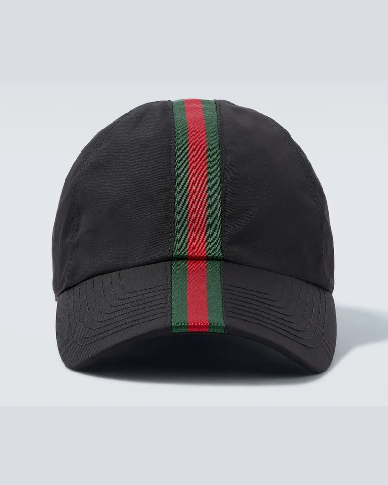 Gucci Cappello da baseball in canvas Web Stripe Nero