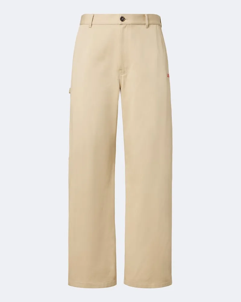 Loewe Pantaloni a gamba larga Double L in twill di cotone Beige