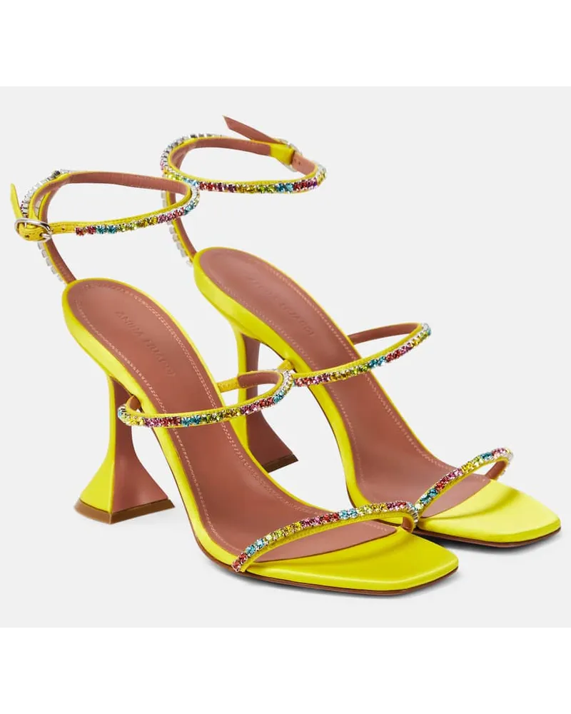 Amina Muaddi Sandali Gilda 95 in PVC con cristalli Giallo
