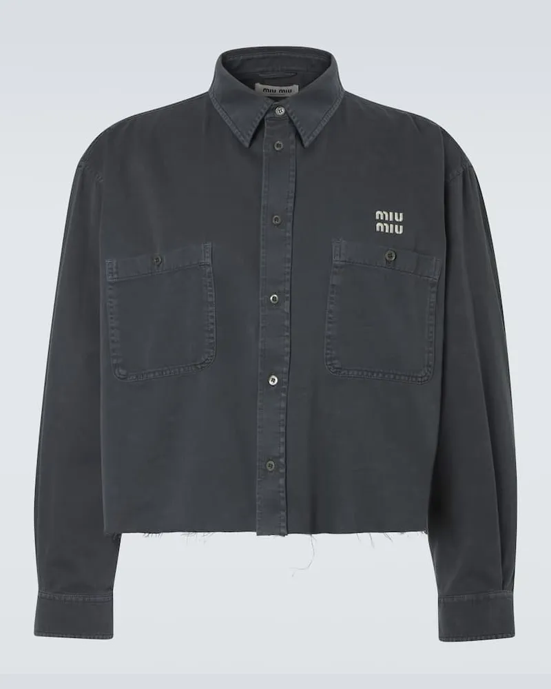 Miu Miu Camicia di jeans con logo Blu